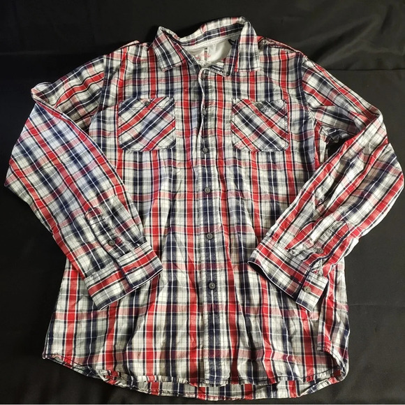 i‎ Jeans By Buffalo Plaid Button Down Long Sleeve Shirt Men’s Large - Picture 1 of 5